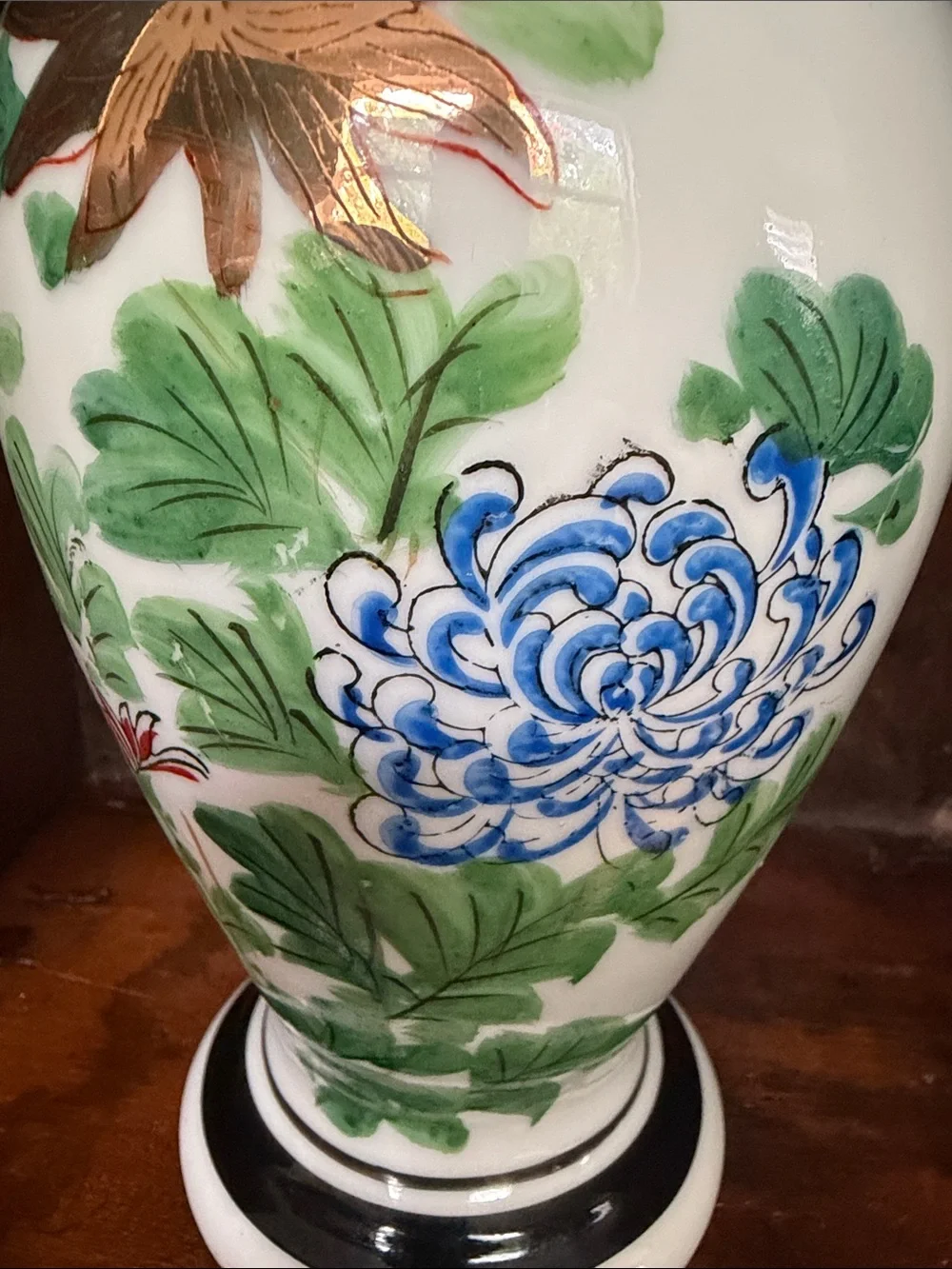 Vintage Japanese Hand-Painted Floral Porcelain Vase